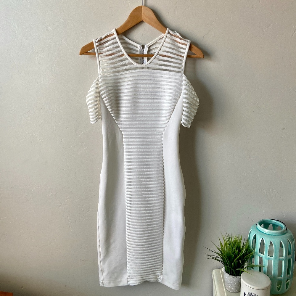 Yigal Azrouel White Cold Shoulder Bodycon Dress